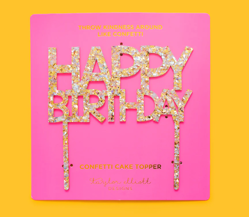 Taylor Elliot Designs Happy Birthday Pearl Cake Topper