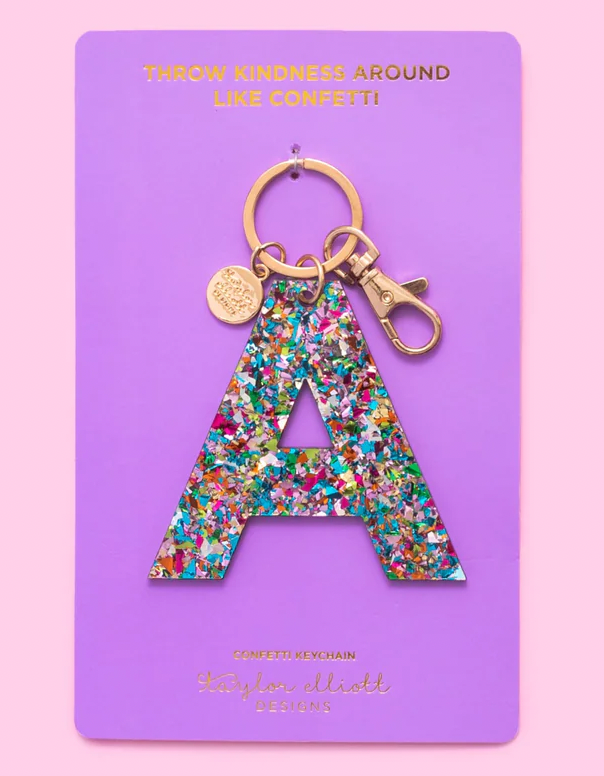 Taylor Elliot Designs Colorful Confetti Letter Keychains (A-Z)