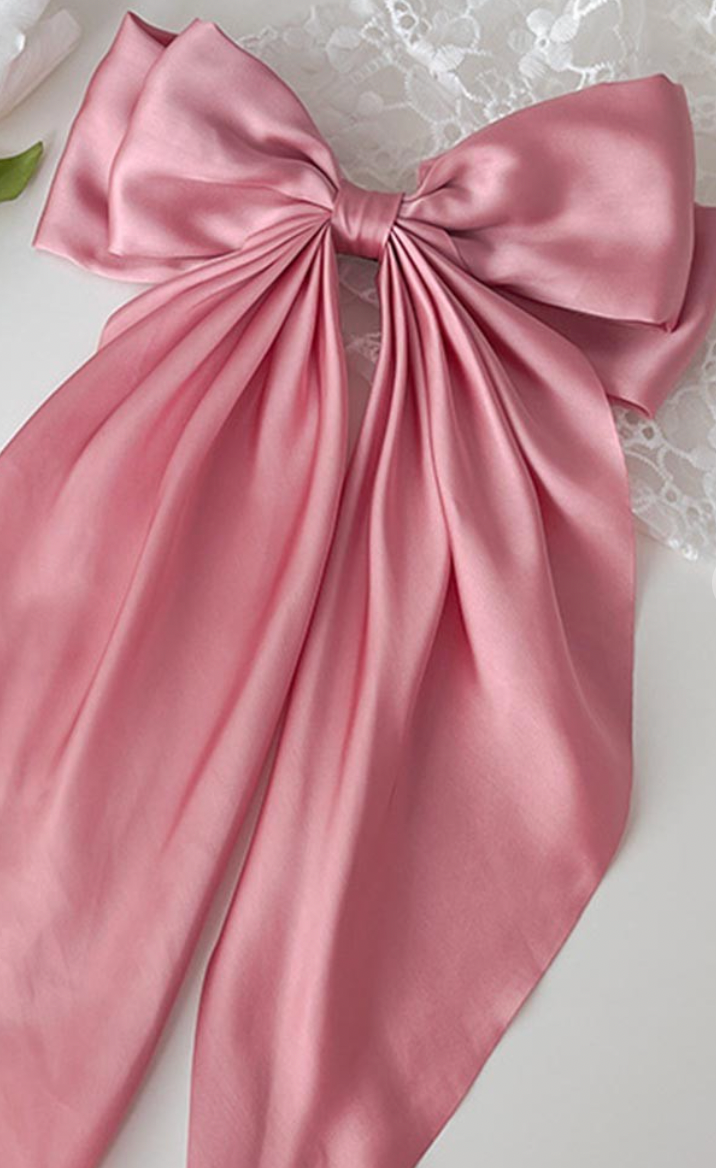 Pink Silk Hair Bow Clip