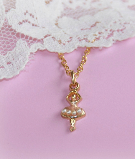 Gold Ballerina Pearl Detail Necklace