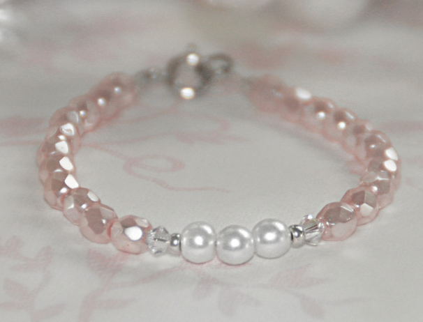 Pastel Pink Faceted Pearl Detail Bracelet