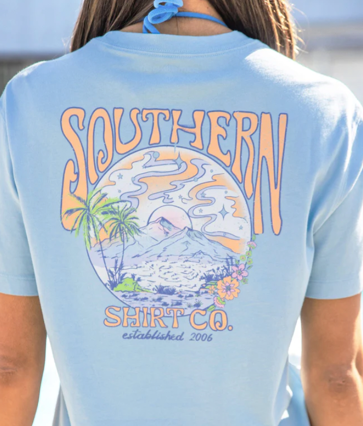 Southern Shirt Placid Blue Tropical Sunset SS Tee