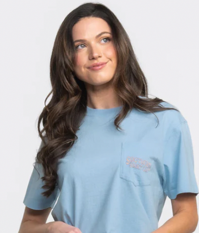 Southern Shirt Placid Blue Tropical Sunset SS Tee