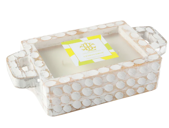 Lux Fragrances White Washed Rectangle Dough Bowl Candle - Lemon Drop