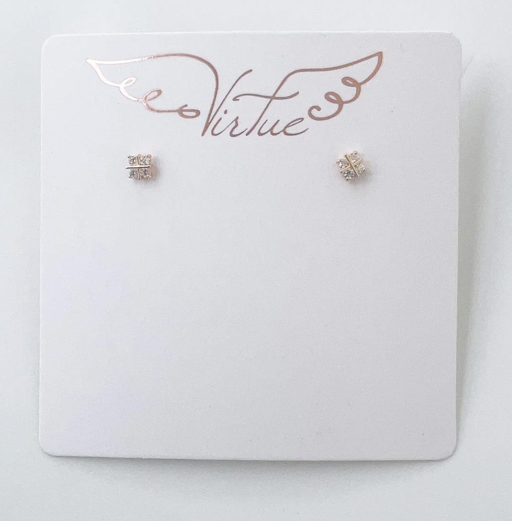 Virtue Jewelry Mini Quatrefoil CZ Studs