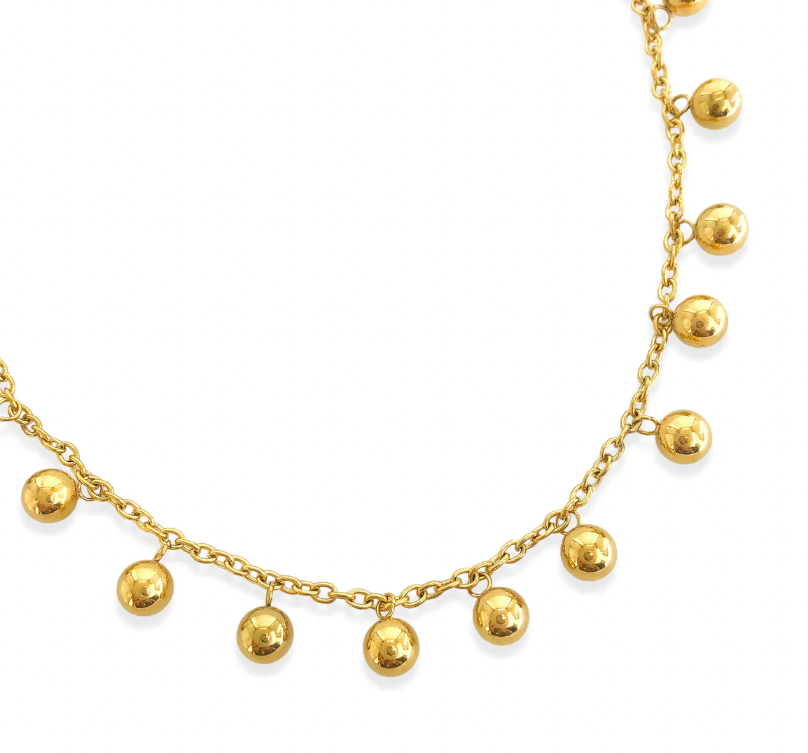 Gold Beaded Detail Necklace