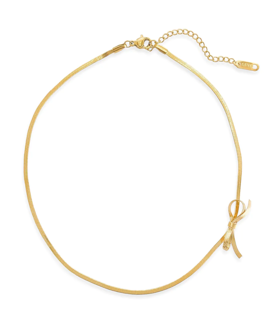 Gold Bow Choker Necklace