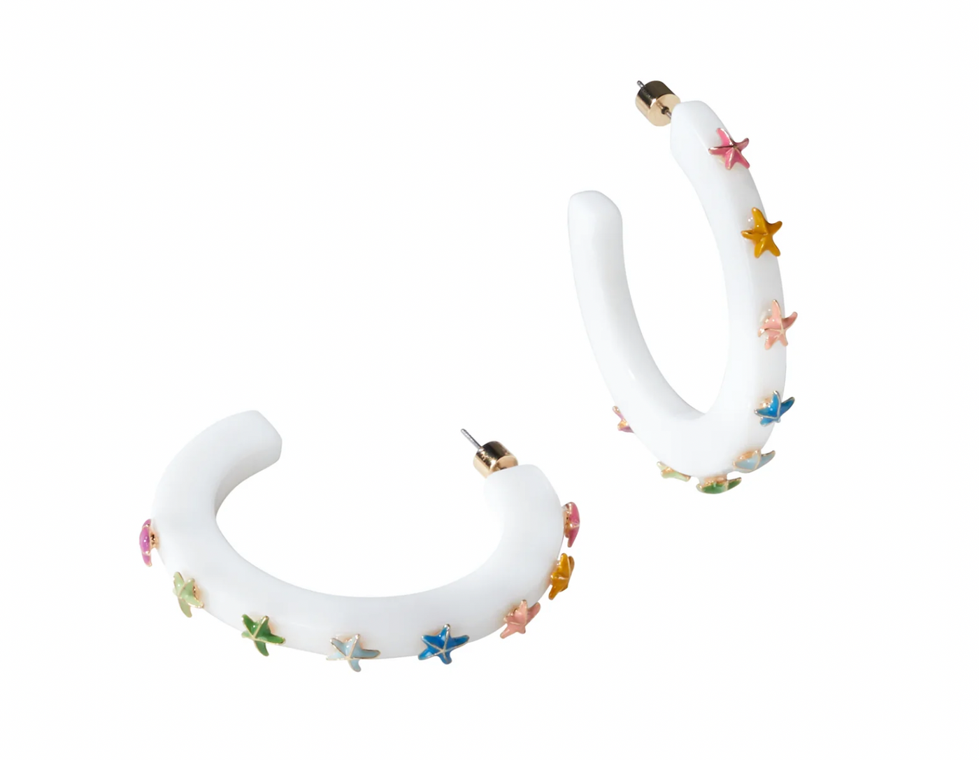 Smith & Co. Starfish Jewel Hoop- White Multicolor