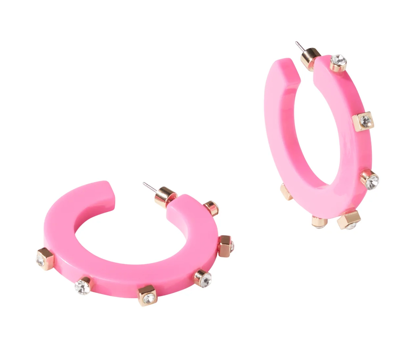 Smith & Co. City Girl Jewel Hoops- Hot Pink