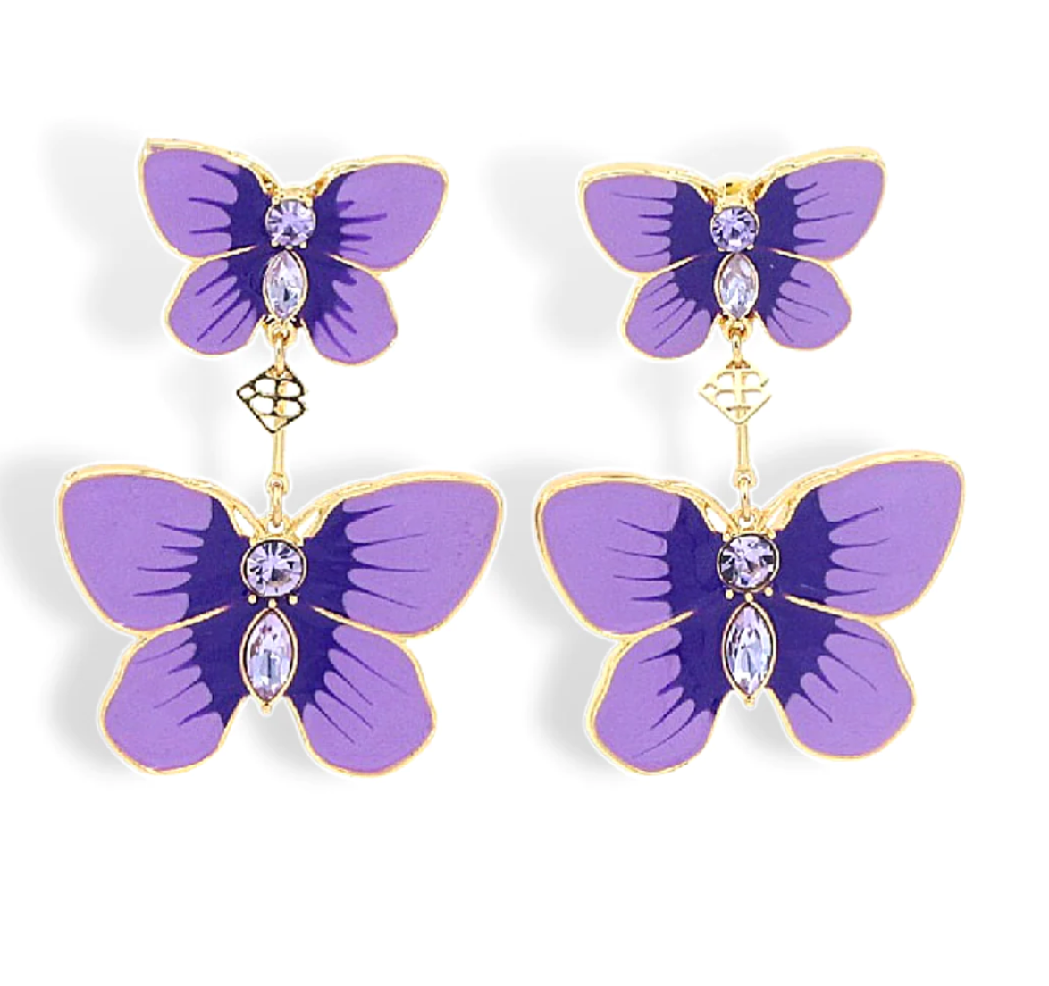 Brianna Cannon Hand Painted Butterfly Earrings in Purple