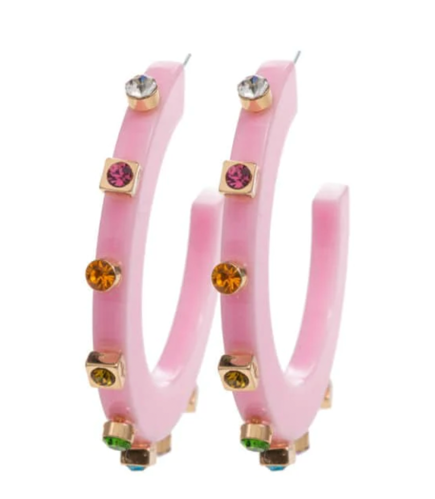 Smith & Co. City Girl Jewel Hoops - Pink Multicolor