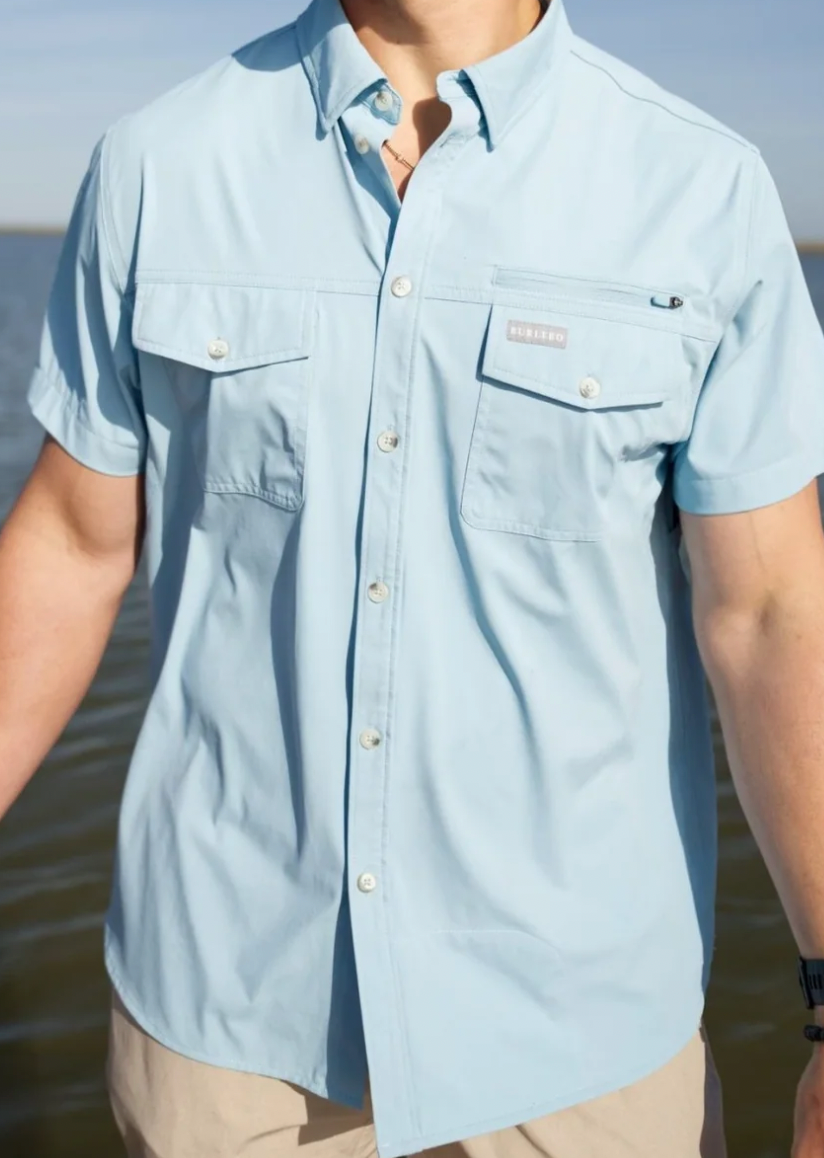 Burlebo Performance Fishing Shirt- Dusty Blue