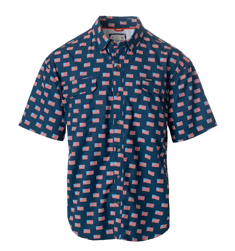 Fieldstone American Flag Button Down-Navy