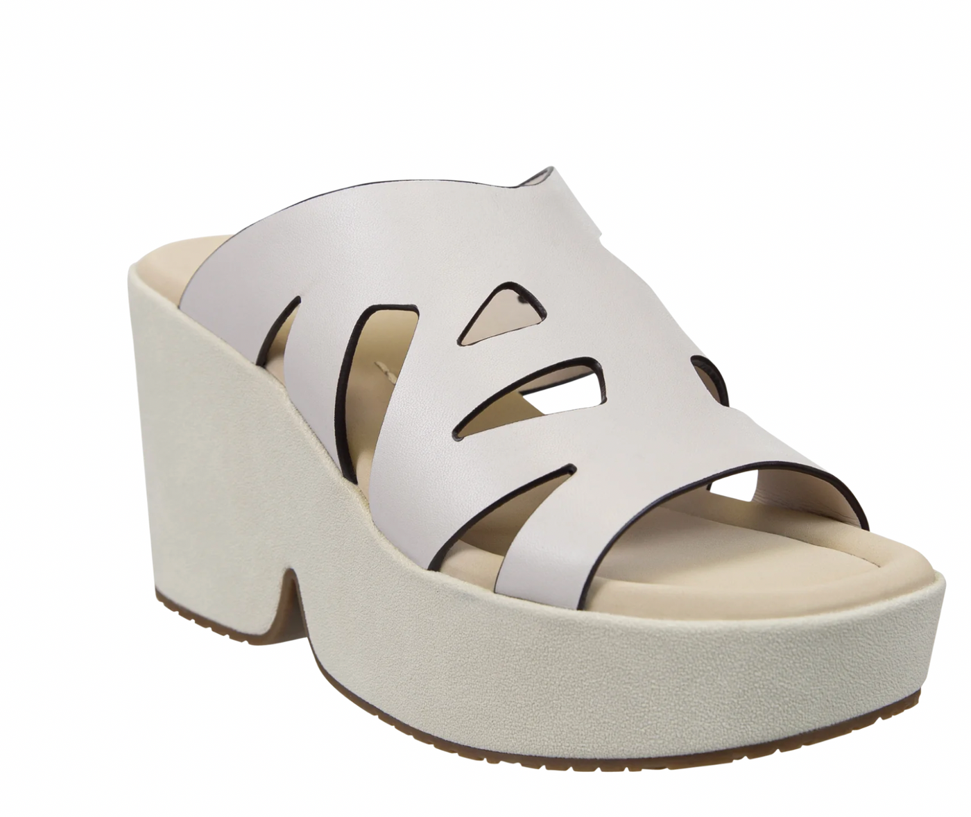 NakedFeet Brio White Heeled Sandal