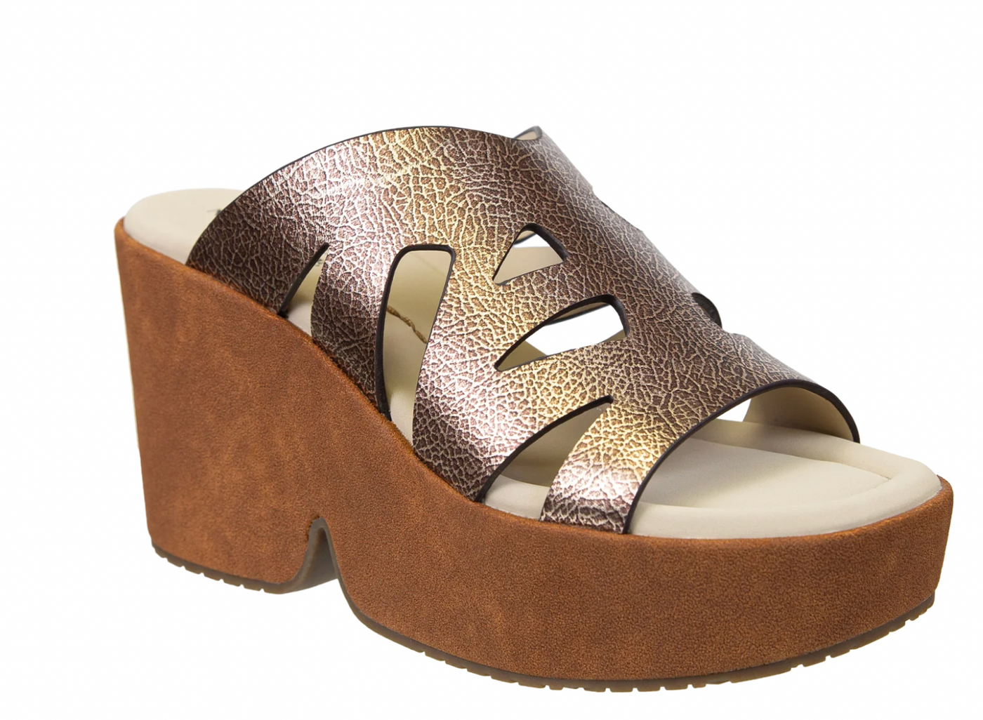 NakedFeet Brio Gold Heeled Sandal