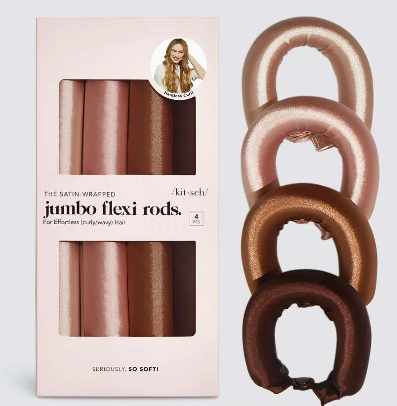 Kitsch Satin 4 Piece Jumbo Flexi Rods- Rosewood