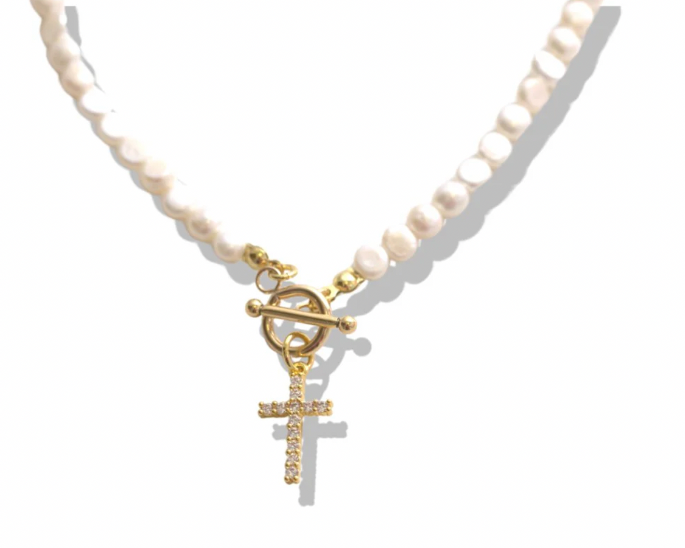 Allison Avery 16" Pearl Cross Chain