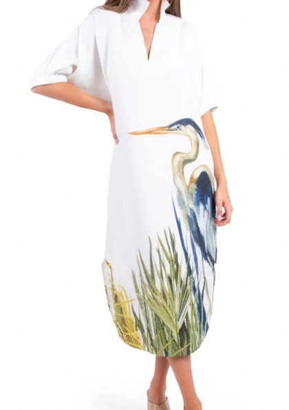 Emily McCarthy Poppy Caftan Dress in Heron