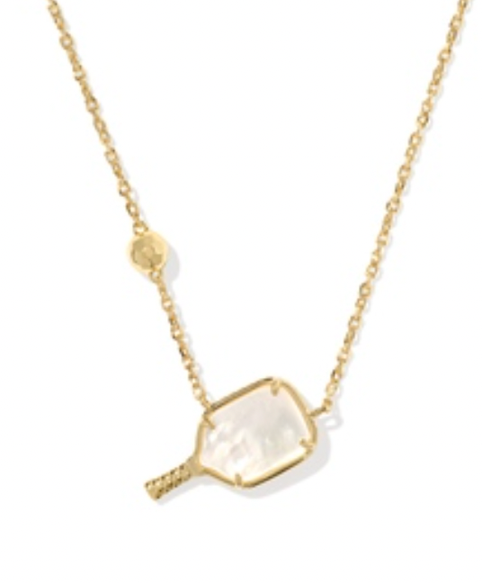 Kendra Scott Gold Pickleball Short Pendant Necklace in Ivory Mother of Pearl