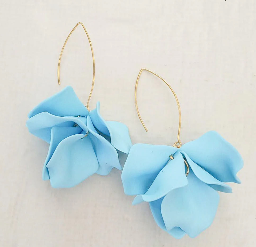 Virtue Jewelry Hyacinth Tiered Marquis Earrings - Light Blue