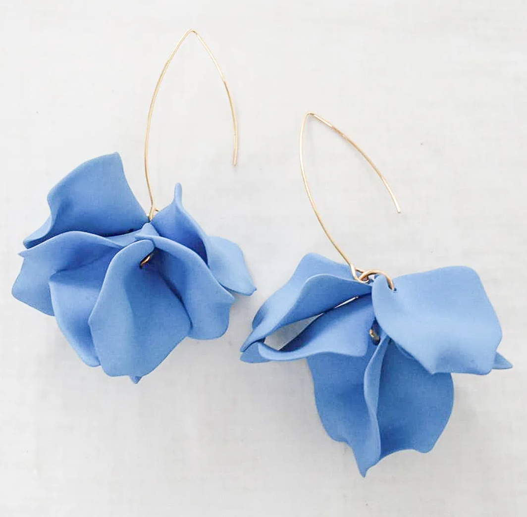 Virtue Jewelry Hyacinth Tiered Marquis Earrings - Carolina Blue