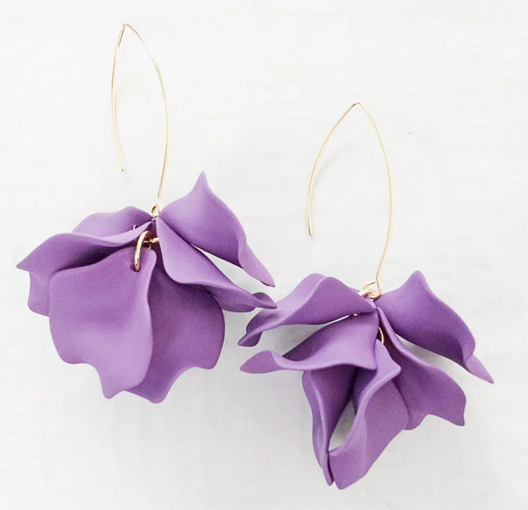 Virtue Jewelry Hyacinth Tiered Marquis Earrings - Purple