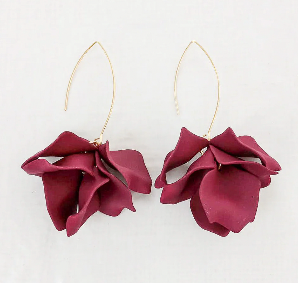 Virtue Jewelry Hyacinth Tiered Marquis Earrings - Maroon