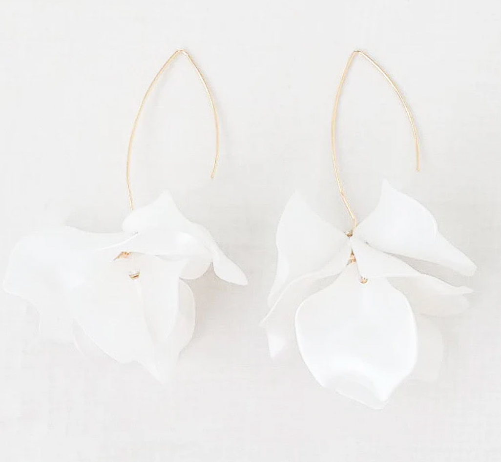 Virtue Jewelry Hyacinth Tiered Marquis Earrings - White