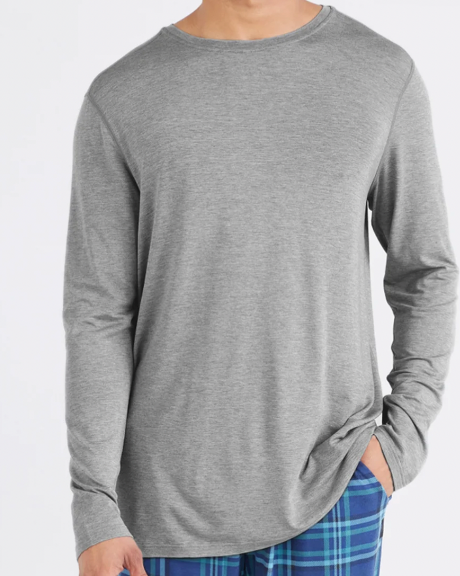 SAXX Snooze Super Soft Modal Sleep Long Sleeve Tee- Dark Grey Heather