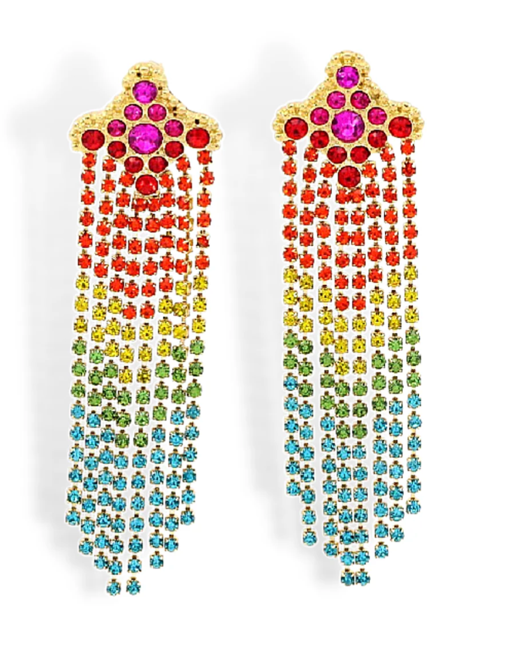 Brianna Cannon Rainbow Ombre Crystal Cascade Earrings