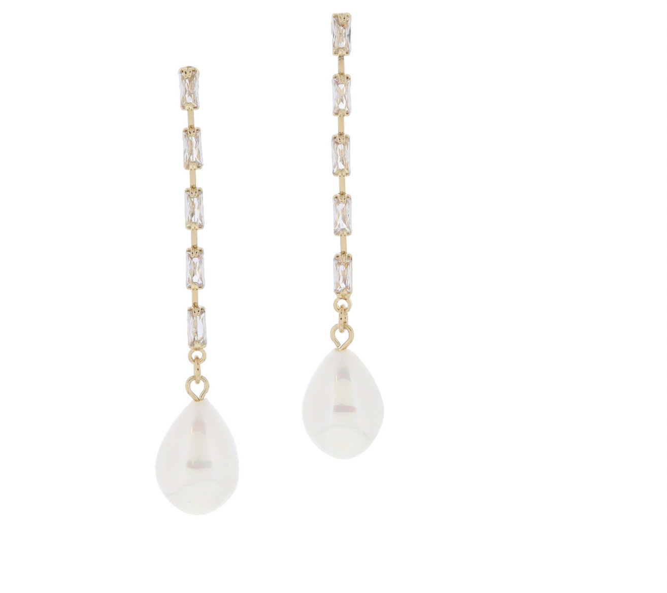 Jane Marie Baguette Crystal Pearl Drop Earrings