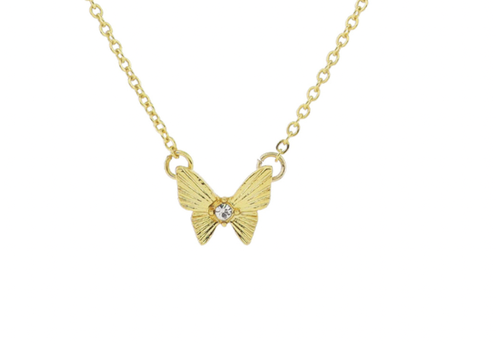 Jane Marie Dainty Starburst Textured Butterfly Necklace