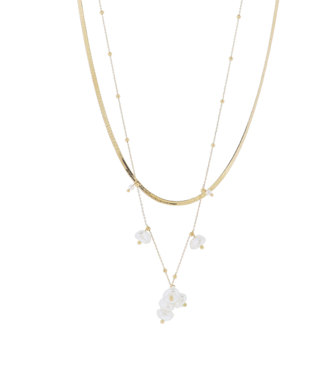 Jane Marie Double Chain Pearl Cluster Necklace