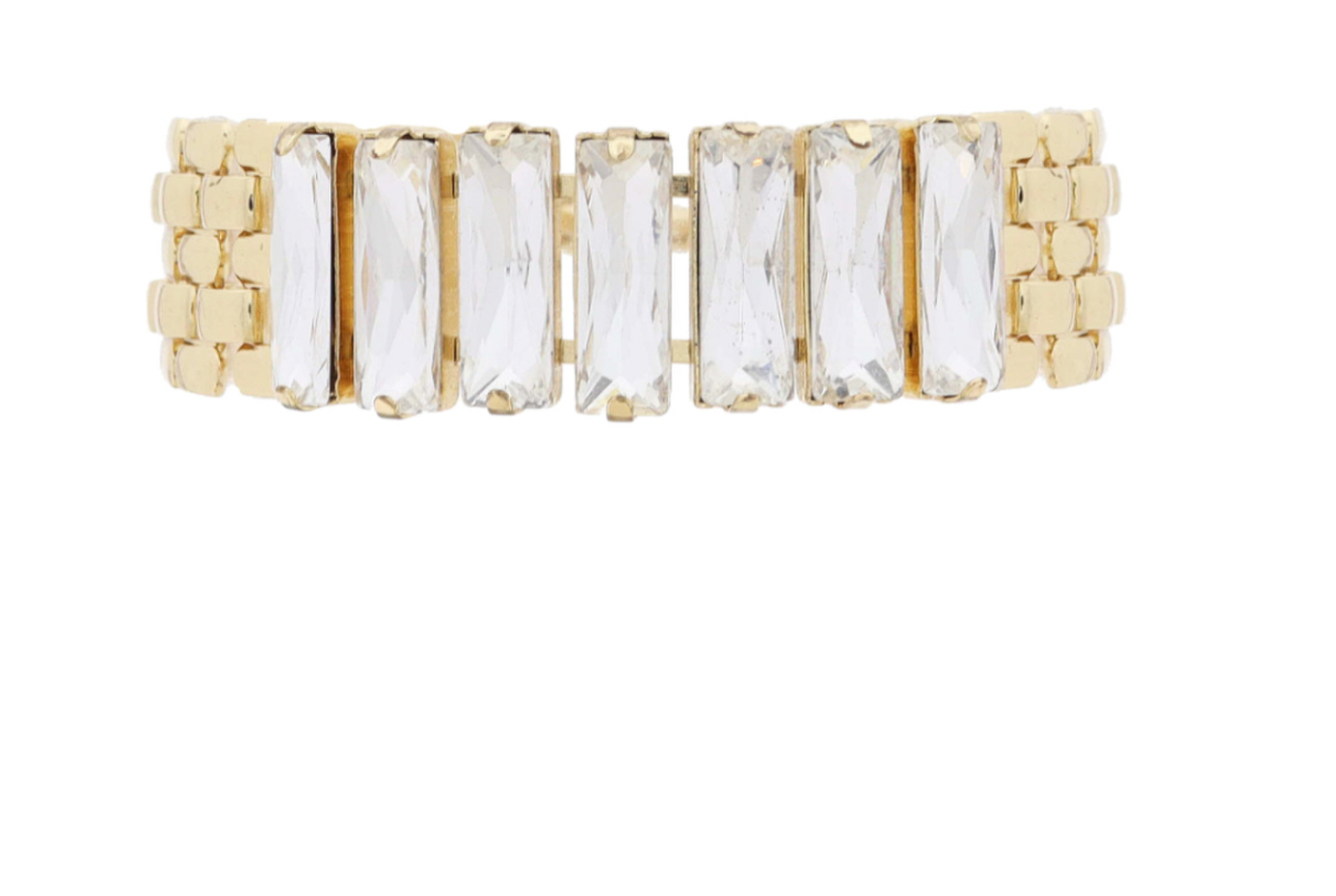 Jane Marie Clear Baguette Crystal Detail Gold Bracelet