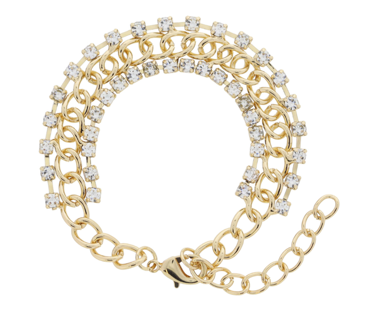 Jane Marie Crystal Gold Curb Chain Bracelet