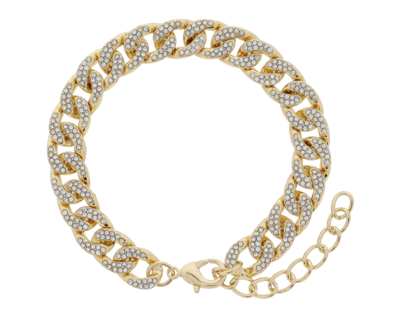 Jane Marie Gold Pave Crystal Curb Chain Bracelet