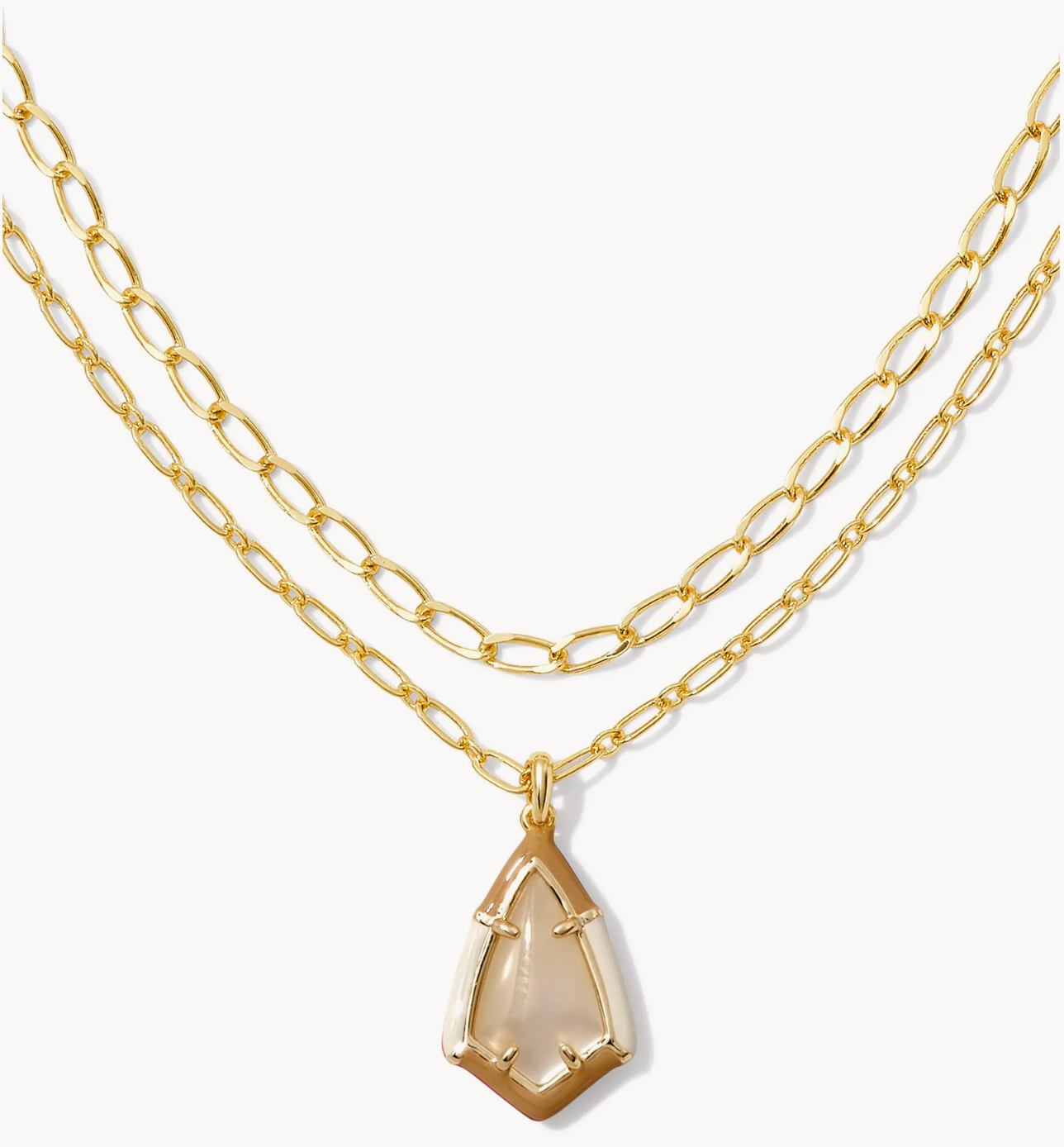 Kendra Scott Camry Gold Enamel Frame Multi Strand Necklace in Natural Mother-of-Pearl