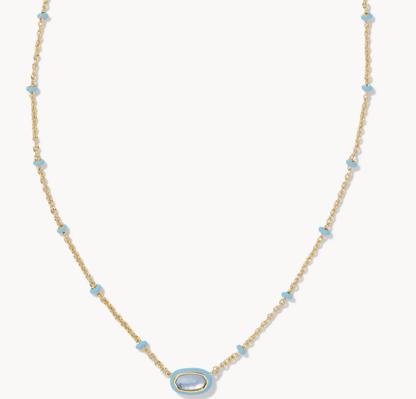 Kendra Scott Mini Elisa Gold Enamel Frame Short Pendant Necklace in Periwinkle Illusion