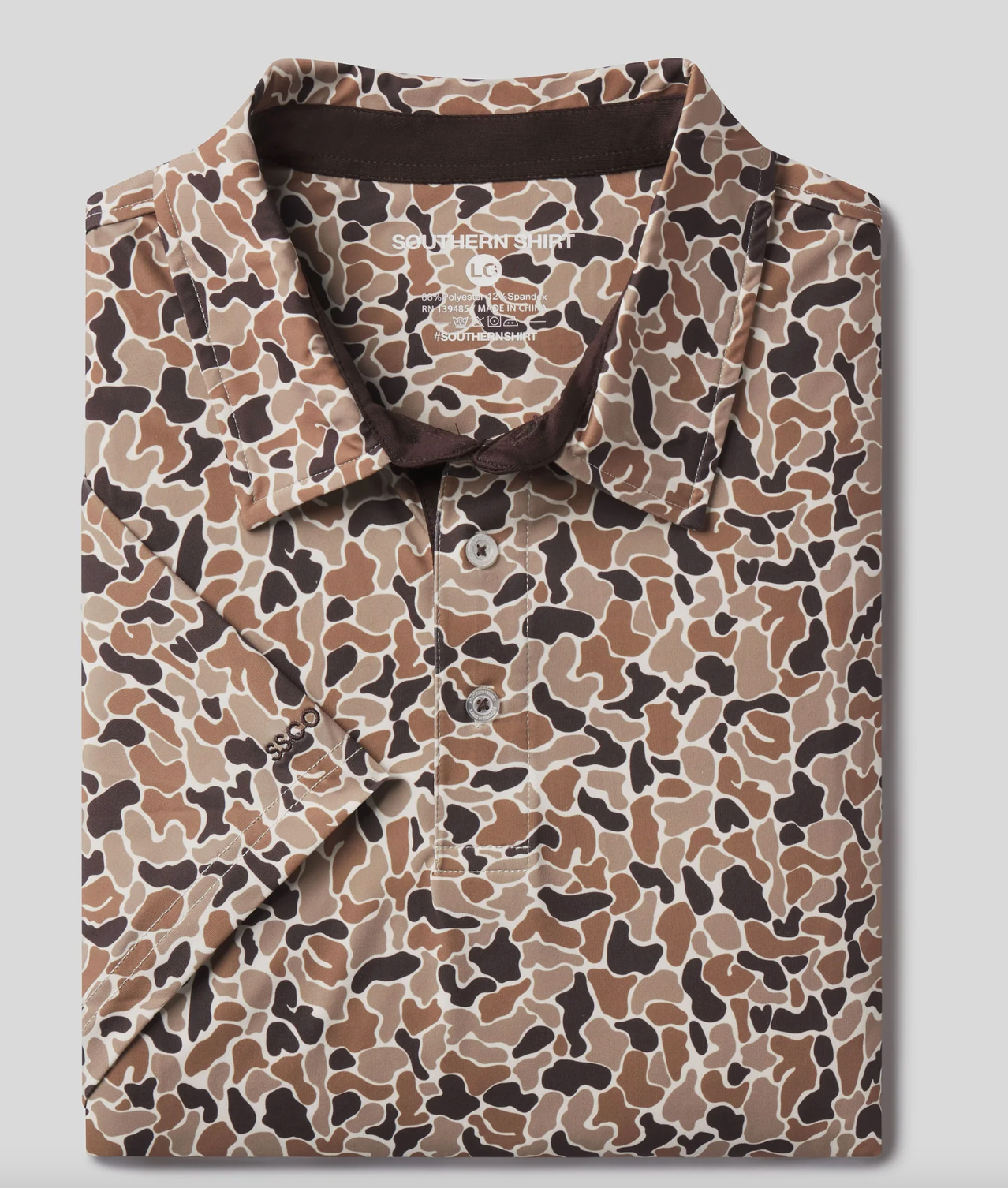 Southern Shirt Hunters Hideaway Printed Polo- Ember Brown