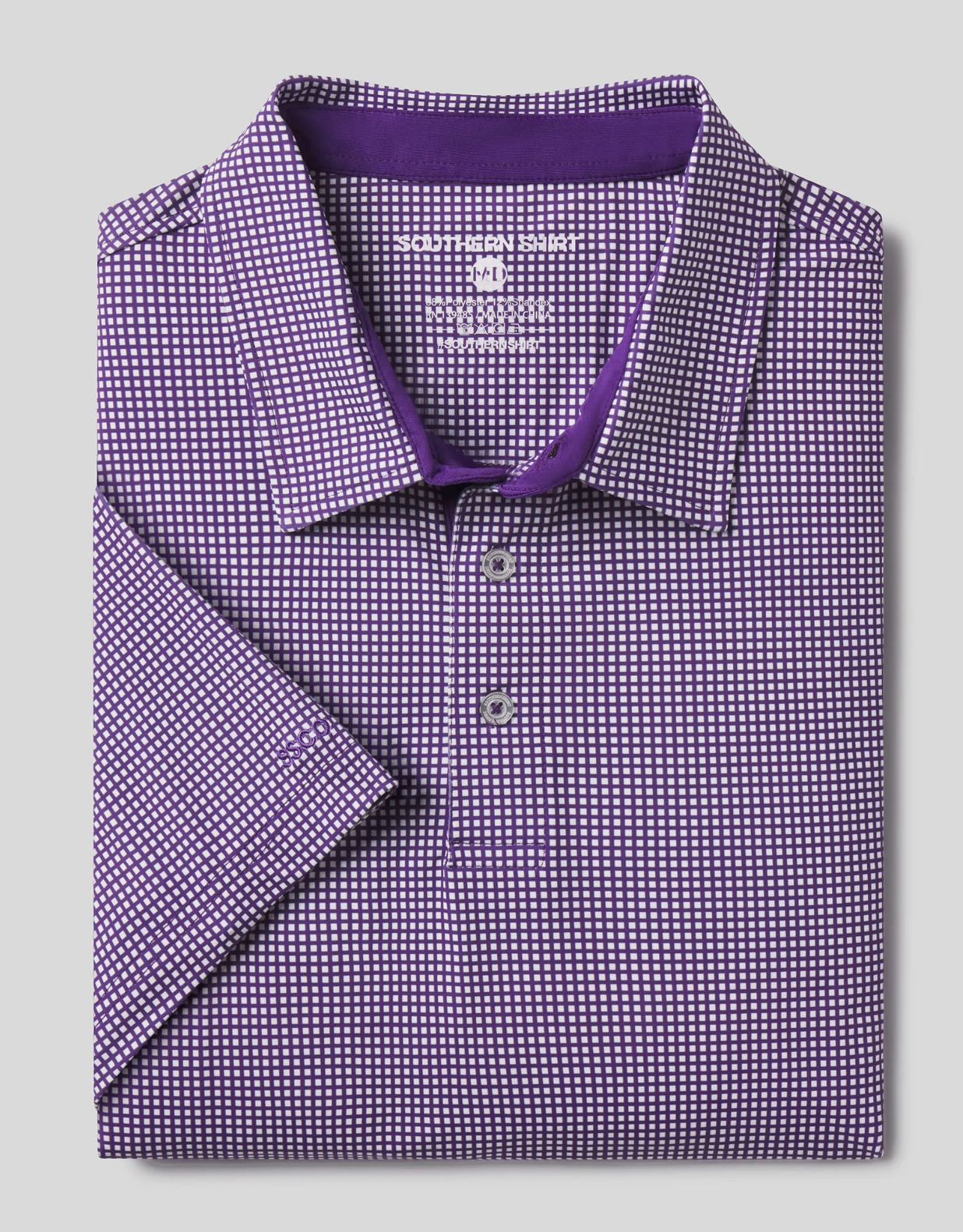 Southern Shirt Gameday Printed Polo- Purple Apricot