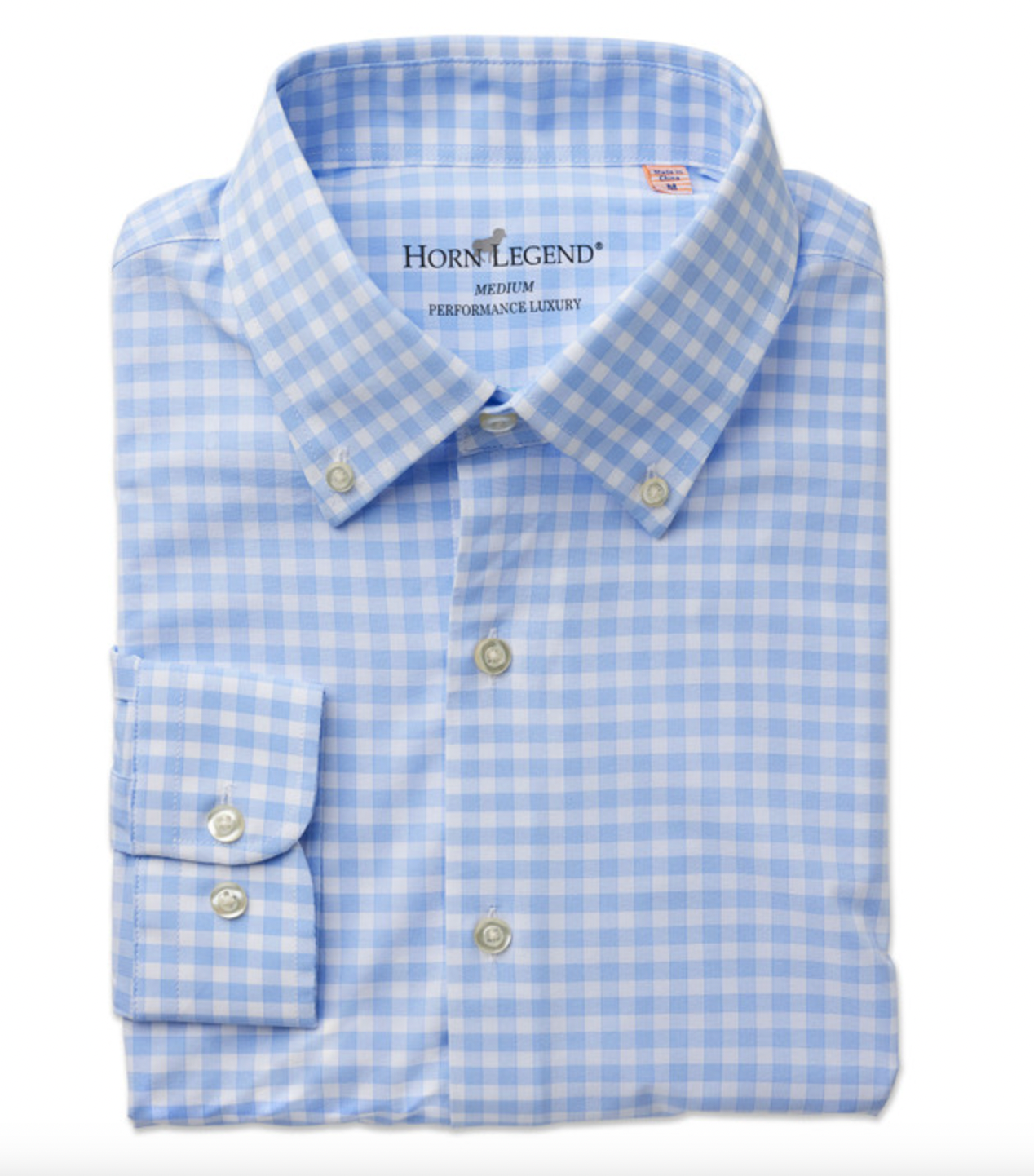 Horn Legend Highland Performance Woven Button Down- White/Sky