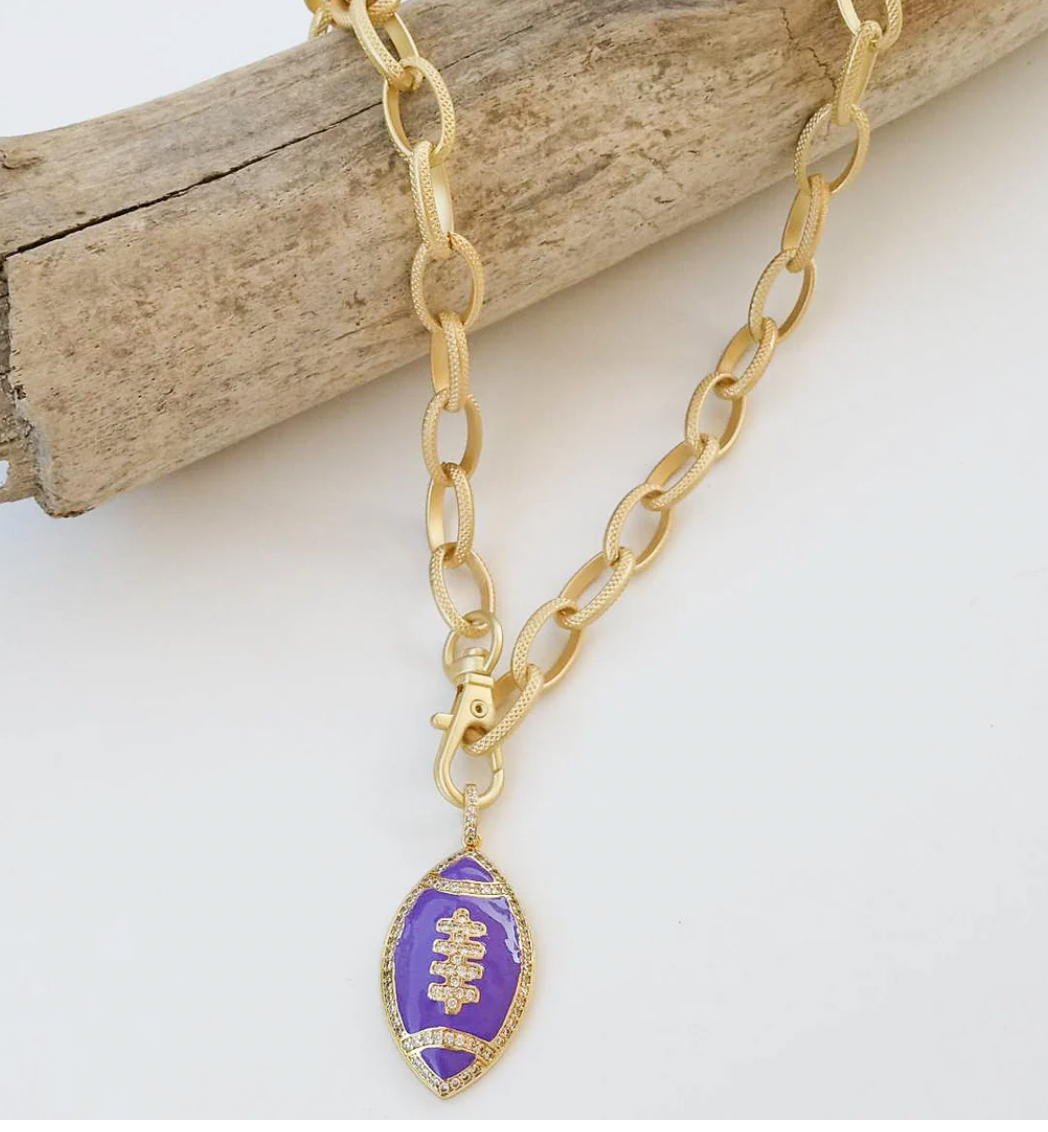 Virtue Jewelry Etched Chain Football Necklace