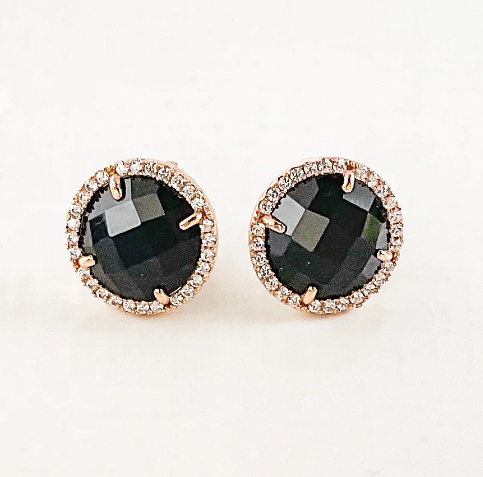 Virtue Jewelry Black Gemstone CZ Studs