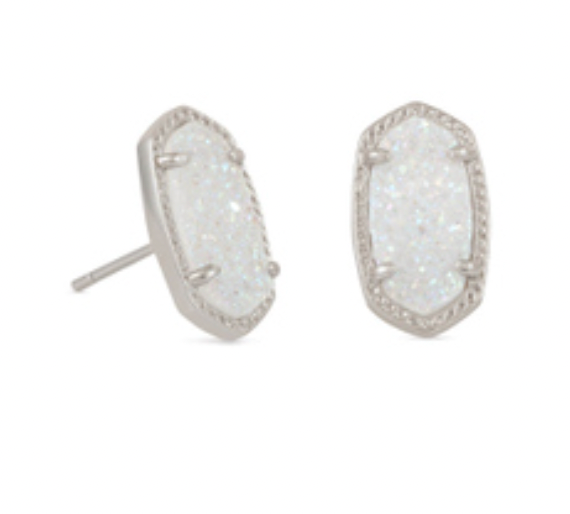 Kendra Scott Ellie Silver Studs in Iridescent Drusy