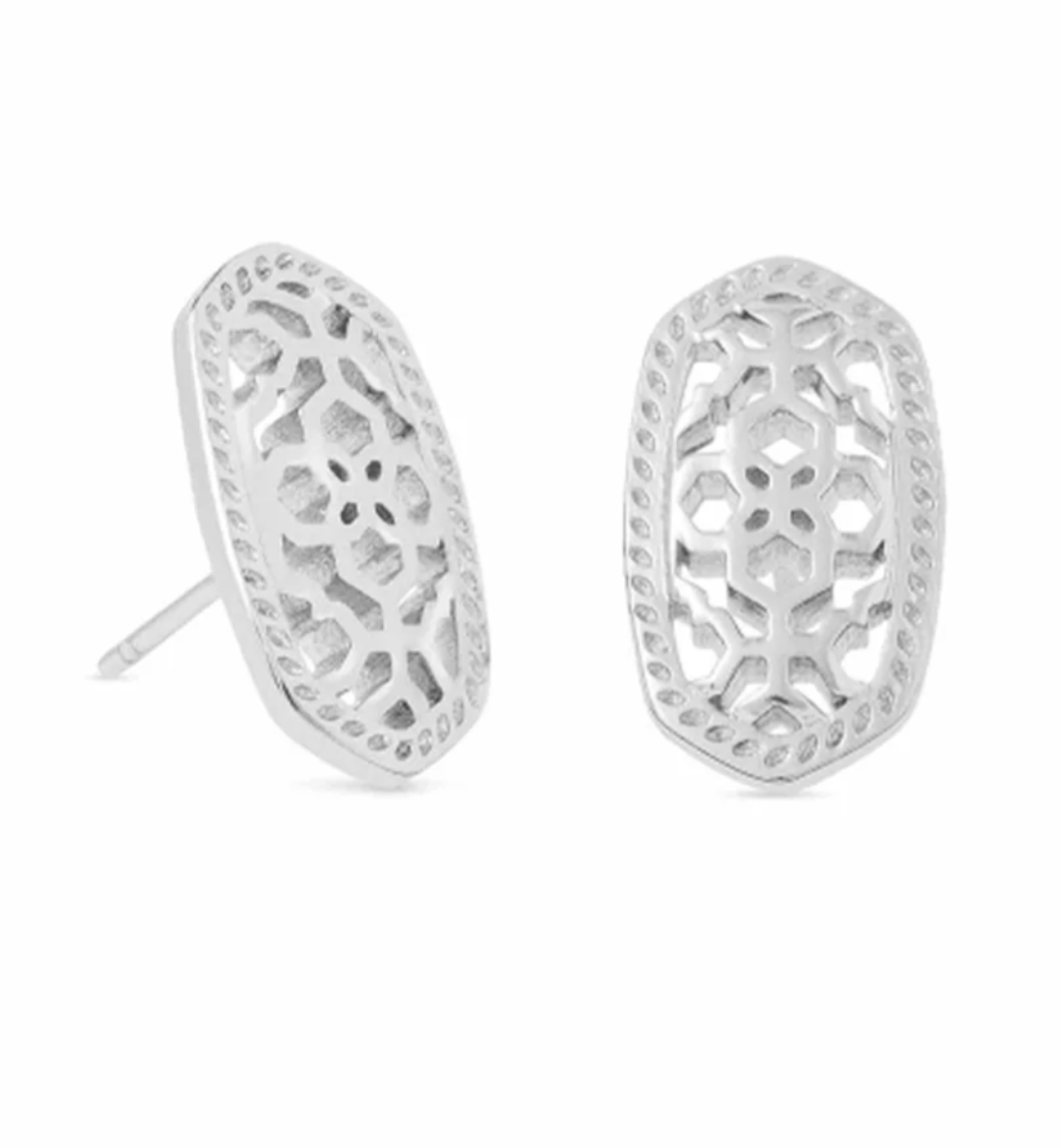 Kendra Scott Ellie Silver Stud Earrings in Filigree Metal