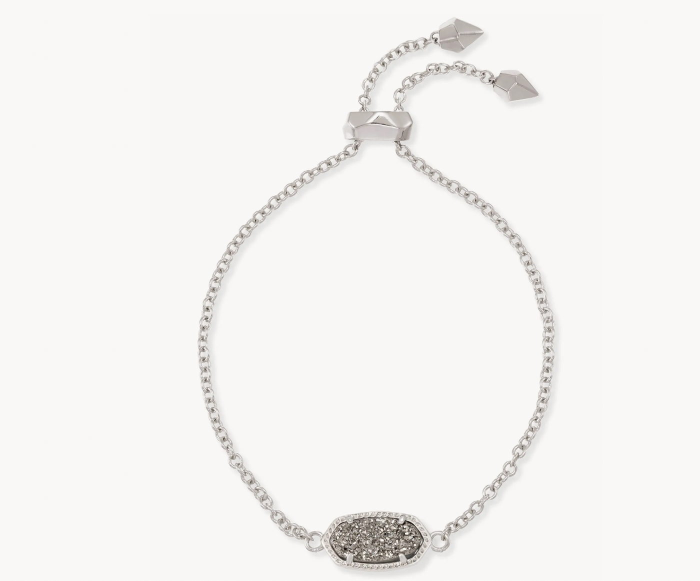 Kendra Scott Elaina Silver Adjustable Chain Bracelet in Platinum Drusy