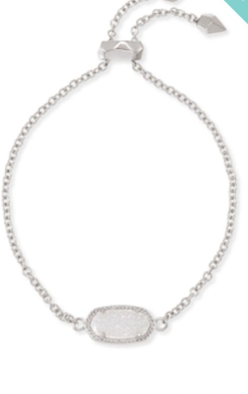 Kendra Scott Silver Elaina Delicate Chain Bracelet in Iridescent Drusy