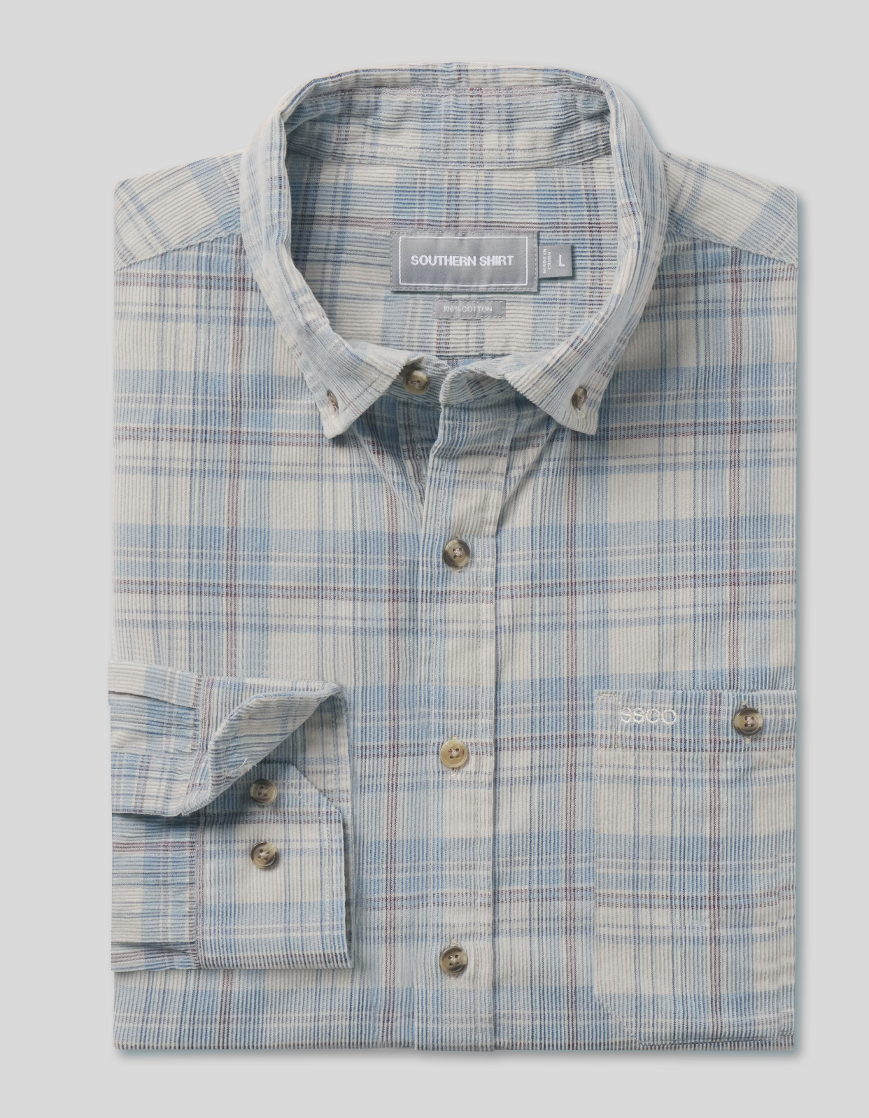 Southern Shirt Braxton Lightweight Cord Flannel- Skyline