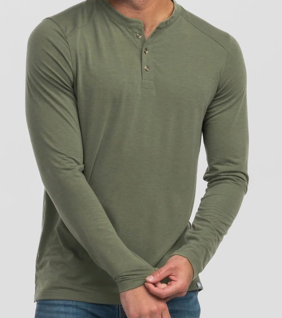 Southern Shirt Max Comfort Henley LS- Spanish Moss