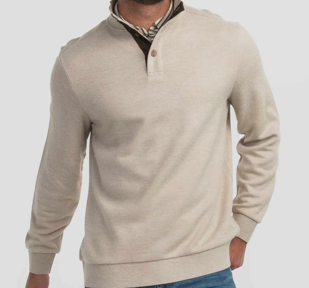 Southern Shirt Sweater Fleece Elevated Pullover- Sesame